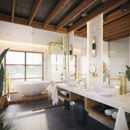 Hansgrohe AddStoris Kosmetikspiegel mit Vergrößerung glänzendes gold