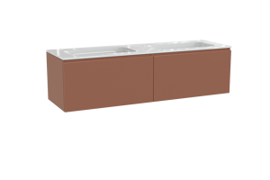 Balmani Sfera hängendes Möbelstück Set: 180 x 55 cm, Cotto, mit Tablo Strada Doppelwaschtisch, Marmorkomposit Weiß glänzend