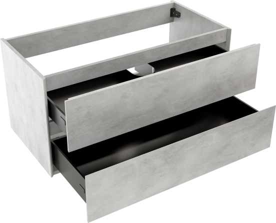 Storke Edge zwevende wastafelonderkast 105 x 52 cm beton zilvergrijs 2 lades