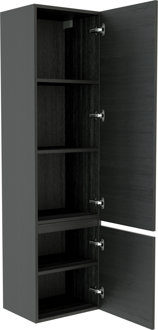 Balmani Lucida Badhochschrank: Hängend, rechts, Eiche Schwarz, 45 x 35 x 169 cm