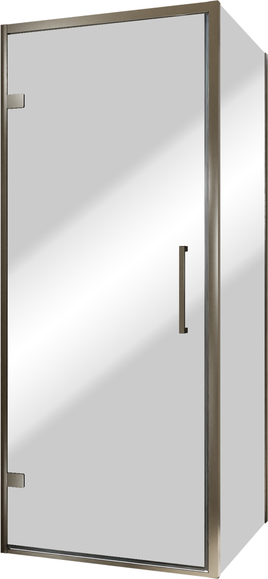 Balmani Senses Design douchehoek met linkse draaideur en vaste zijwand, 90 x 100 cm, Reflex spiegelglas, Brushed GunMetal profielen
