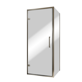 Balmani Senses Design douchehoek met linkse draaideur en vaste zijwand, 90 x 90 cm, Reflex spiegelglas, Brushed GunMetal profielen