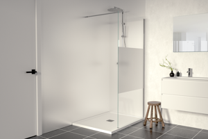 Linie Walk-In inloopdouche 100 x 200 cm helder glas met matte strook glanzend chroom profiel