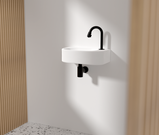 Luca Varess Rondo lave-mains 41 x 22 cm porcelaine blanc mat