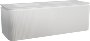 Balmani Moon meuble salle de bains suspendu 160 x 55 cm blanc mat avec Moon double vasque en solid surface blanc mat, Nervure droite symétrique verticale