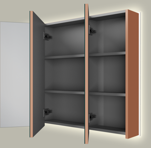 Linie Montro spiegelkast 100 x 75 cm cotto met spiegelverlichting