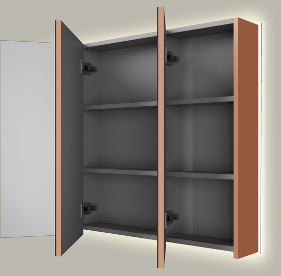Linie Montro spiegelkast 100 x 75 cm cotto met spiegelverlichting