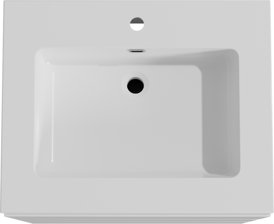 Storke Edge meuble salle de bains à poser 65 x 52 cm blanc brillant avec Diva plan simple en marbre composite blanc brillant