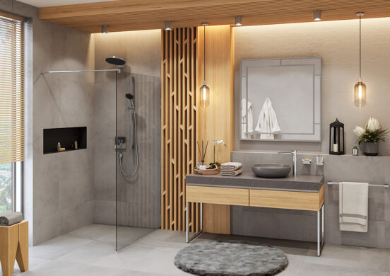 Hansgrohe RainDrain Flex Fertigset Duschrinne kürzbar wandangebunden 100cm Glänzend Chrom