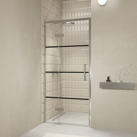 Balmani Senses Design porte pivotante à gauche 100 cm x 210 cm verre Lined, Profil chrome, coating inclus