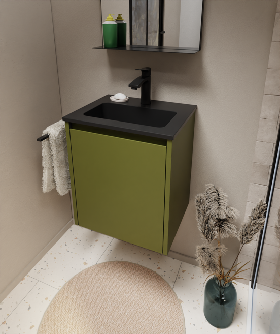 Storke Seda meuble sous-lavabo suspendu 45 x 35 cm vert olive porte