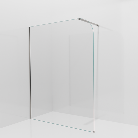 Balmani Modular inloopdouche: 160 x 200 cm, Helder glas afgerond met coating, Brushed Inox profielen