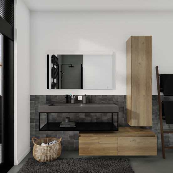 Storke Edge Modulo meuble sous-vasque suspendu 120 x 48 cm chêne brut 2 tiroirs