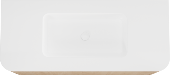 Balmani Moon meuble salle de bains suspendu 130 x 55 cm chêne naturel avec Moon plan simple en solid surface blanc mat
