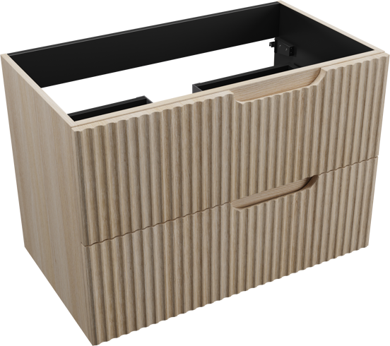 Linie Ribbo zwevende wastafelonderkast 80 x 46 cm licht eiken 2 lades