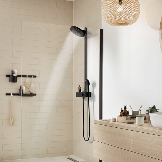 Hansgrohe Pulsify opbouw regendoucheset thermostatische kraan mat zwart