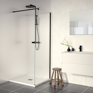 Linie Walk-In Walk-In Dusche: 90 x 200 cm, Klarglas, Schwarzes Profil, matt