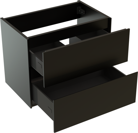 Storke Edge hängender Waschbeckenunterschrank: 60 x 40 cm, Schwarz matt, 2 Schubladen