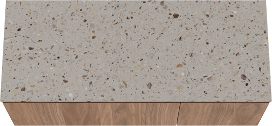 Balmani Idra meuble salle de bains suspendu 135 x 55 cm noyer avec Stretto tablette simple ou double en terrazzo greige terrazzo