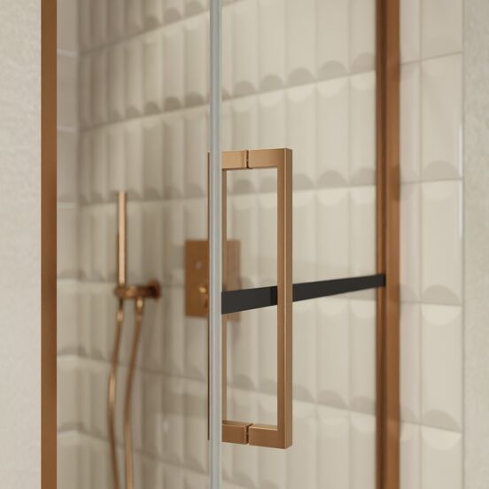 Balmani Senses Design douche draaideur rechts 90 cm x 210 cm Lined glas, Brushed Rosegold profielen, met coating