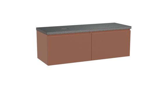 Balmani Sfera meuble salle de bains suspendu 150 x 55 cm cotto avec Rock tablette double en granit noir