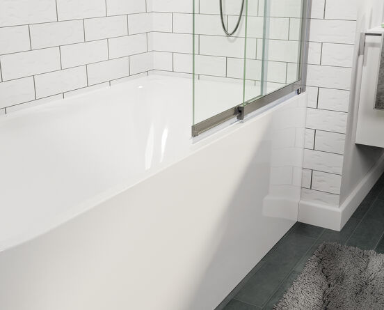 Luca Varess Vetras pare-baignoire extensible 100 cm verre transparent profilé argenté brillant