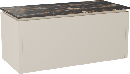 Balmani Eclips meuble salle de bains suspendu 120 x 55 cm Sandbeige avec Stretto tablette simple en Portoro Gold marbre
