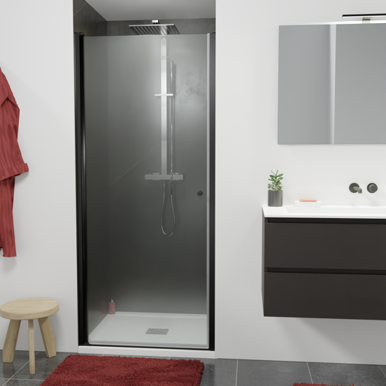 Luca Varess Kuresa douche draaideur 90 x 200 cm helder glas mat zwart profiel