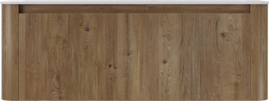 Storke Soft zwevend badkamermeubel 140 x 46 cm ruwe eik met Mata Soft dubbele wastafel in solid surface mat wit