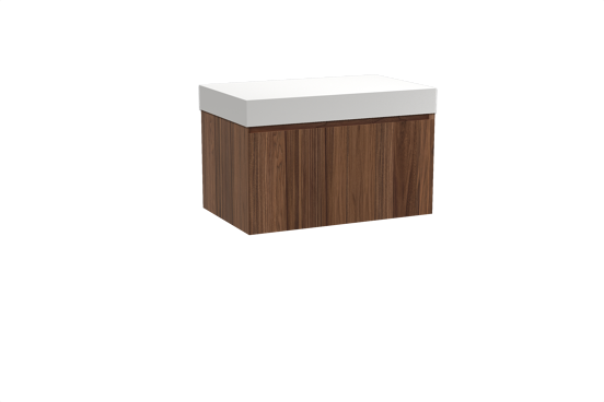 Balmani Idra meuble salle de bains suspendu 90 x 55 cm noyer avec Dominus tablette simple en solid surface blanc mat