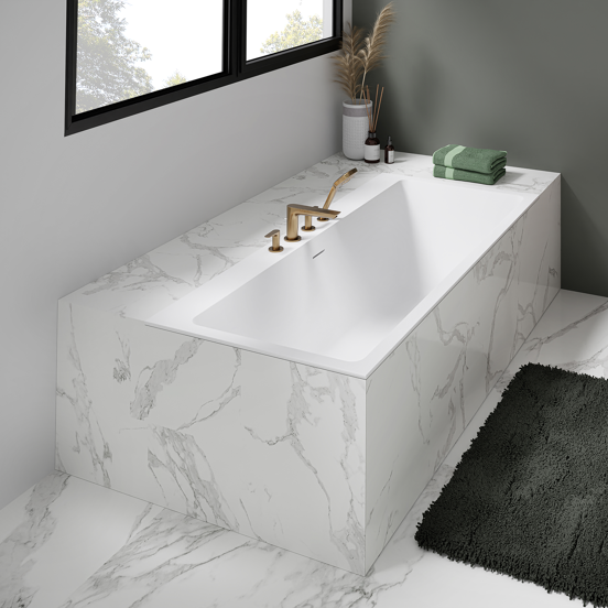 Balmani Kantiga baignoire encastrable double 180 x 80 cm Solid Surface blanc mat