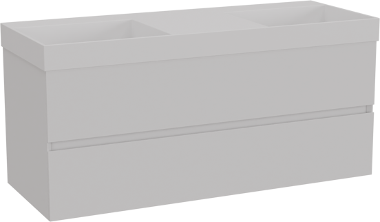 Storke Edge zwevend badkamermeubel 120 x 46 cm mat wit met Jura dubbele wastafel in solid surface mat wit