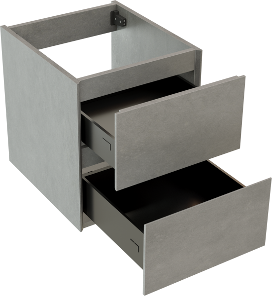 Storke Edge zwevende wastafelonderkast 45 x 52 cm beton donkergrijs 2 lades