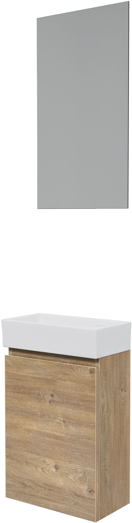 Linie Lado toiletmeubelset natuur eik met wastafel keramiek 40x22cm