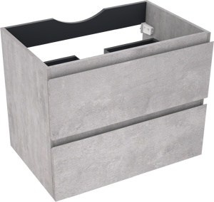 Linie Lado zwevende wastafelonderkast 70 x 46 cm beton donkergrijs 2 lades