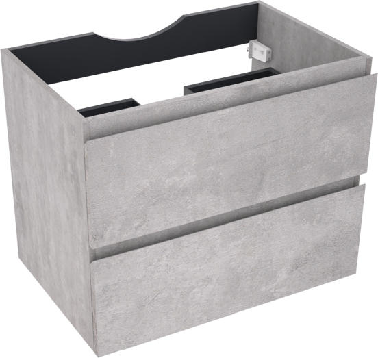 Linie Lado hängender Waschbeckenunterschrank: 70 x 46 cm, Beton dunkelgrau, 2 Schubladen