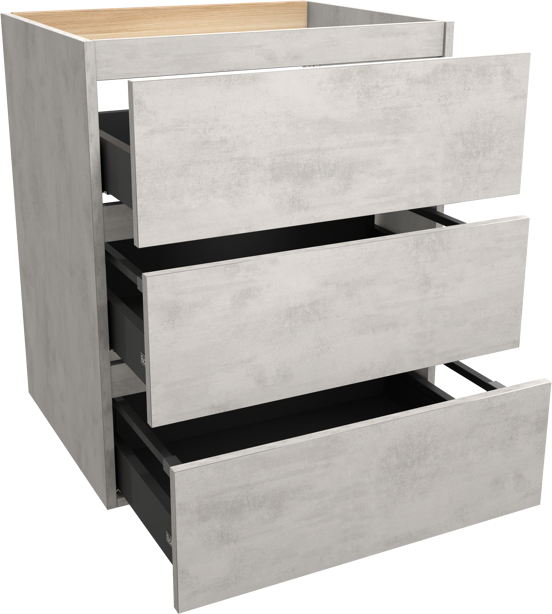 Balmani Lucida meuble sous-lavabo a poser 67,5 x 55 cm béton gris argent 3 tiroirs