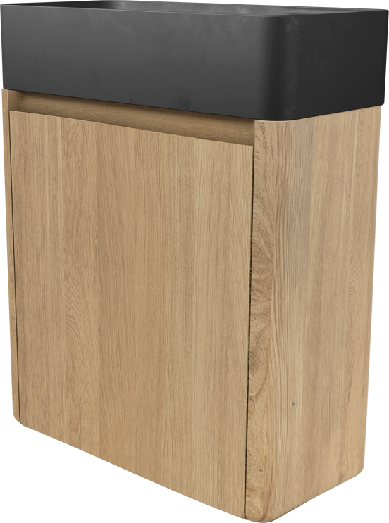 Balmani Fara meuble wc suspendu 45 x 22 cm chêne naturel avec Fara lavabo en granite aiguisé