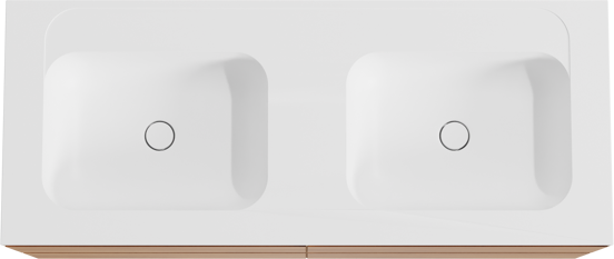 Balmani Mitra meuble salle de bains suspendu 135 x 55 cm teck avec Tablo Strada double vasque en marbre composite blanc mat