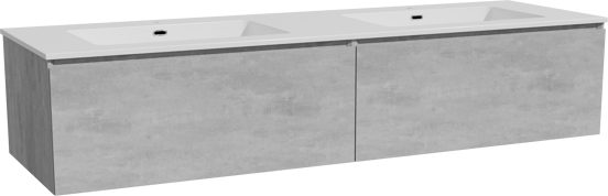 Storke Edge zwevend badkamermeubel 170 x 52 cm beton donkergrijs met Diva dubbele wastafel in composietmarmer glanzend wit