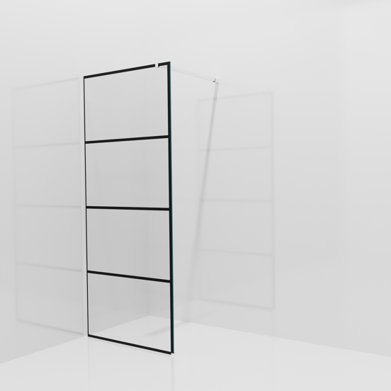 Balmani Modular douche à l'italienne: 90 x 200 cm, Lined, avec coating, Profil Chrome brillant