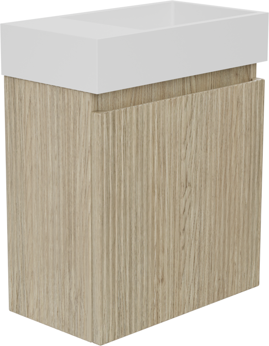 Storke Ribs hängend WC-Möbel-Set 40 x 22 cm eiche rauh mit Fada Waschtisch im Matt weiße Solid Surface