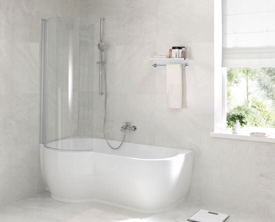 Linie Paulo baignoire d'angle gauche mono 170 x 90 cm acrylique blanc brillant