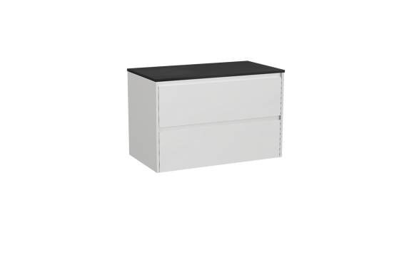 Storke Seda meuble salle de bains suspendu 95 x 52 cm blanc mat avec Panton tablette simple en mdf enduit de poudre noir mat