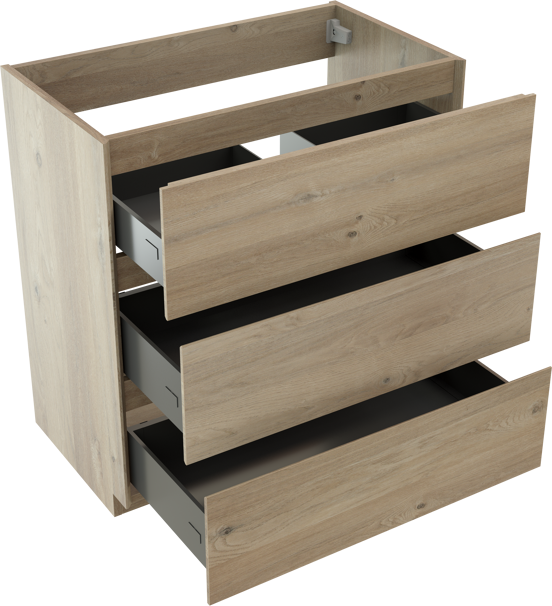 Storke Edge meuble sous-vasque a poser 80 x 46 cm chêne brut 3 tiroirs