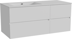Storke Edge meuble salle de bains suspendu 120 x 52 cm blanc mat avec Diva plan vasque asymétrique à gauche en marbre composite blanc brillant