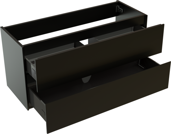 Storke Edge hängender Waschbeckenunterschrank: 100 x 40 cm, Schwarz matt, 2 Schubladen