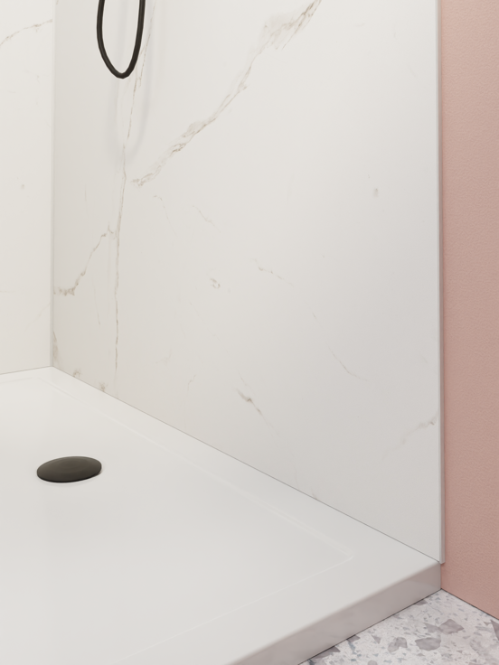 Luca Varess Artdeco revêtement mural de douche 120 x 244 cm alu-composite  aspect marbre blanc