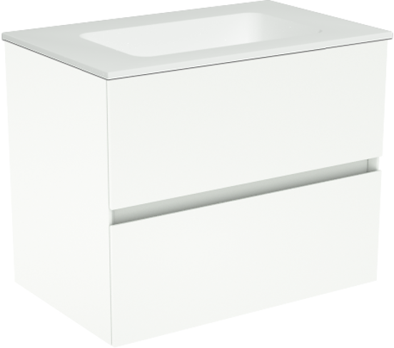 Storke Edge meuble salle de bains suspendu 60 x 40 cm blanc mat avec Mata plan simple en solid surface blanc mat