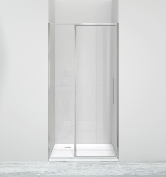 Luca Varess Morano porte pivotante 100 x 190 cm verre transparent profil chrome brillant